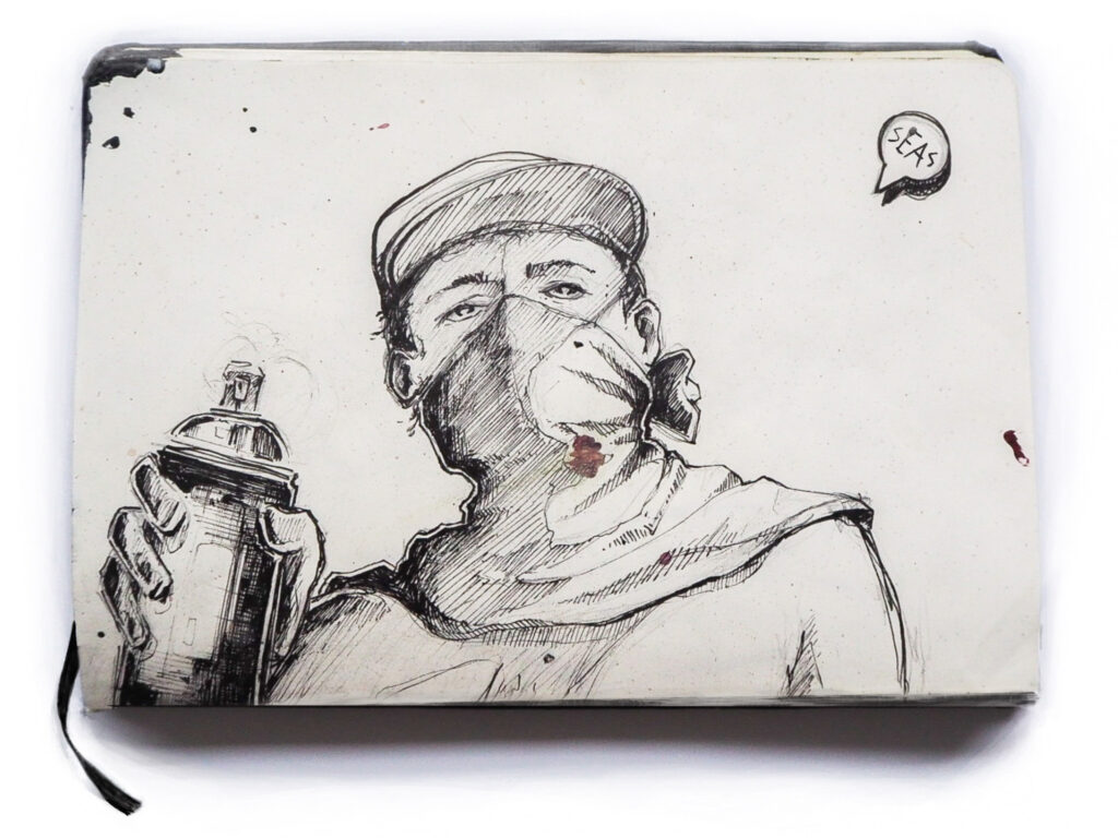 Drawing of a graffiti writer
