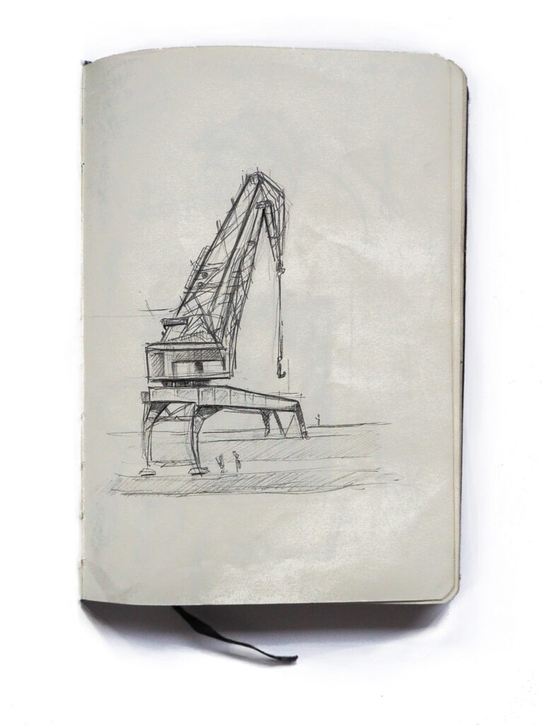 Drawing of a crane