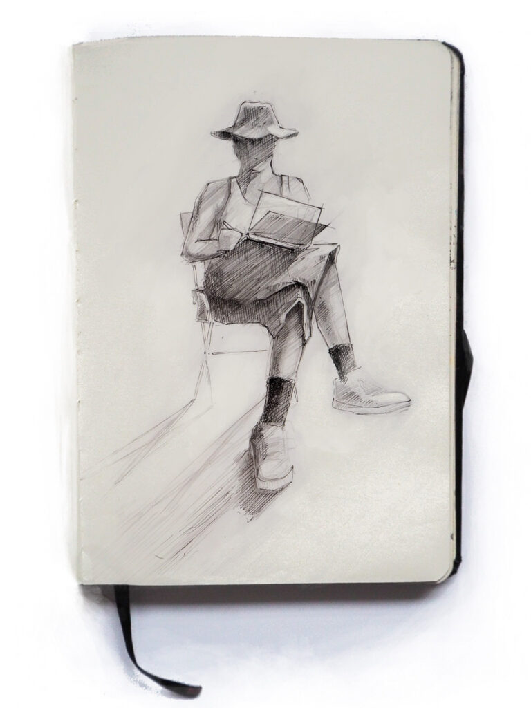 Drawing of a person drawing