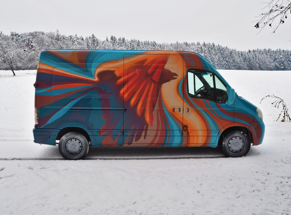 graffiti painted van